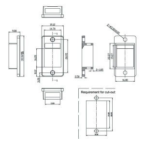 Panel Mount Keystone Adaptor Unloaded 1x Keystone Silver (H)35.5mm x (W)19.12mm