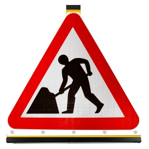 Roll Up Sign Men At Work 750mm Triangular