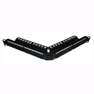 Patch Panel Unloaded Shielded/Unshielded 24Port Angled Snap-In Rear Cable Management Black (H)1U