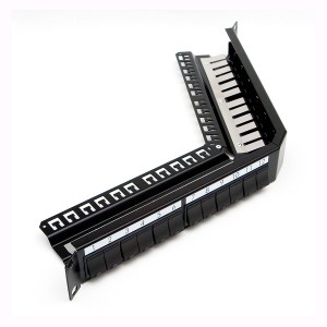 Patch Panel Unloaded Shielded/Unshielded 24Port Angled Snap-In Rear Cable Management Black (H)1U