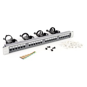 GigaSPEED X10D 1100GS6 Patch Panel Cat6A Unshielded 24Port Rear Punch Rear Cable Management 760152587 Grey (H)1U