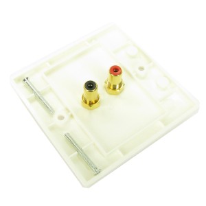 Phono Audio Faceplate Quick Connect Coupler Single Gang Plastic 2x Phono White NX-WP-001Q