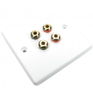 Speaker Faceplate Screw Terminal Single Gang Plastic 4x 4mm Banana Socket White NX-WP-060STR  