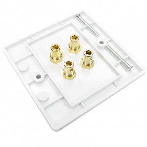 Speaker Faceplate Screw Terminal Single Gang Plastic 4x 4mm Banana Socket White NX-WP-060STR