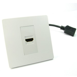 HDMI Faceplate Fly Lead Single Gang (Screwless) Plastic 1x 4K UHD White NX-WPSL-040  