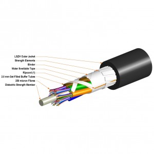 LazrSPEED 300 Fibre Cable Loose Tube MM 24 Fibre OM3 50/125 LSZH Eca Black Z-024-LN-5L-F12BK/20G/E