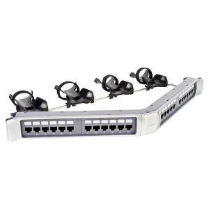 GigaSPEED X10D 1100GS6 Angled Patch Panel Cat6A Unshielded 24Port Rear Punch Rear Cable Management 760151324 Grey (H)1U