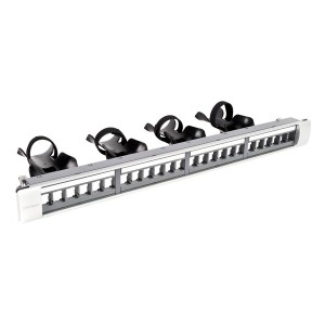 GigaSPEED X10D iPatch Evolve Modular Patch Panel Cat6A Shielded 24Port Unloaded Rear Cable Management 360-iP-MFTP-E-HD6B-1U-24 Grey (H)1U
