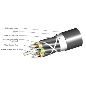 LazrSPEED 550 Fibre Cable Tight Buffered 48F - 12F Subunits OM4 LSZH Z-048-DS-5K-FMUBK/C Black Cca-s1b-d1-a2 INT/EXT Fibre cable