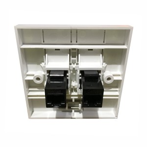 Assembled Outlet Cat6 Single Gang 2 Ports Shuttered Through Coupler White