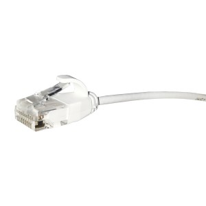 Slim Patch Lead Cat6 U/UTP LSZH Moulded Boot 32AWG White (L)1Mtr (Dia)2.8mm