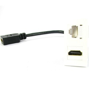 4K HDMI Cat6 Euro Module Fly Lead Plastic 4K HDR, Cat6 Coupler White (H)50mm x (W)25mm NX-WPM-070X  