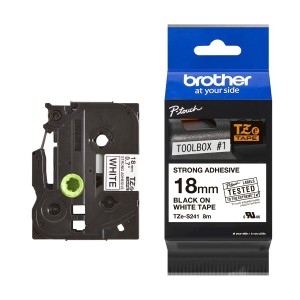 P-Touch Tape Cassette Strong Adhesive Black on White TZe-S241 (W)18mm x (L)8Mtr