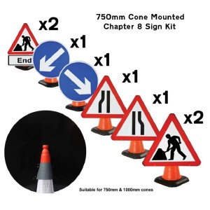 Chapter 8 Cone Mounted Sign Kit 8 Piece For 750mm & 1000mm Cones (Cones Not Included)   