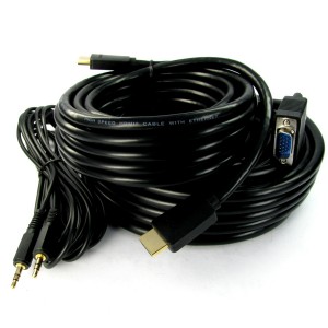 Projector Lead Kit HDMI, VGA, 3.5mm Audio Male-Male Black (L)10mtr   