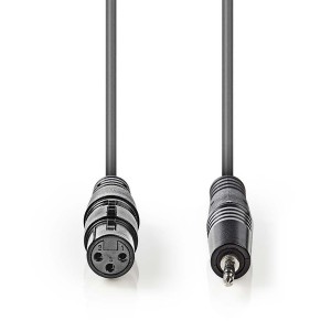 XLR Audio Lead 3 Pin XLR to 3.5mm Jack Female-Male Black (L)1Mtr