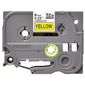 P-Touch Tape Cassette TZe-611 6mm Black on Yellow Gloss (L)8Mtr