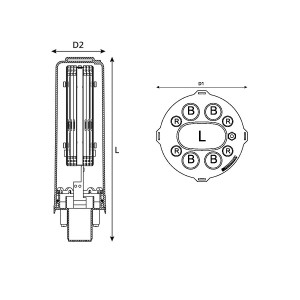 Dome Closure 72 Fibre FRBU 9 Port (8x Round, 1x Oval) FRBTB-AXXNB6X Black (L)435mm (Dia)130mm