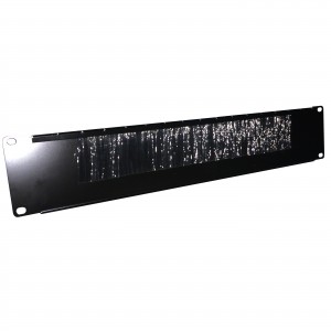 Brush Strip Panel Letterbox (Small Entry) Black (H)2U x (W)19" RAL9005 Ripple Finish