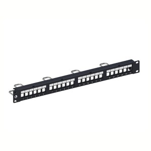 Patch Panel Unloaded Shielded/Unshielded 24Port Flat SL Jacks Rear Cable Management CPP-SDDM-SL-1U-24 Black (H)1U x (W)19"