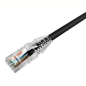 Patch Lead Cat5e U/UTP LSZH Clear Slimline Boot Black (L)3Mtr