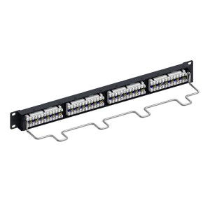 Patch Panel Cat5e Unshielded 24Port Rear Punch Rear Cable Management CPP-5E-DM-1U-24 Black (H)1U x (W)19"