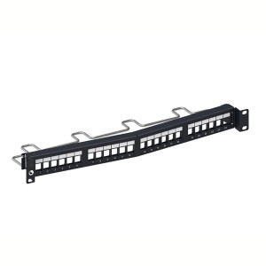 Patch Panel Unloaded Unshielded 24Port Recessed Angled SL Jacks Rear Cable Management CPPR-UDDM-SL-1U-24 Black (H)1U x (W)19"