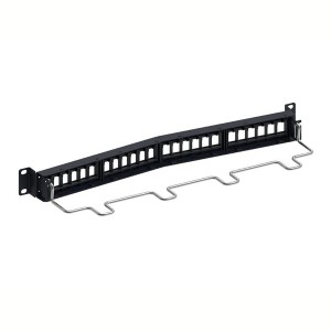 Patch Panel Unloaded Unshielded 24Port Recessed Angled SL Jacks Rear Cable Management CPPR-UDDM-SL-1U-24 Black (H)1U x (W)19"