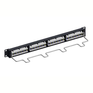 Patch Panel Cat6 Unshielded 24Port Rear Punch Rear Cable Management NPP-6-DM-1U-24 Black (H)1U x (W)19"