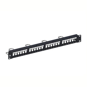 Patch Panel Unloaded Unshielded 24Port Flat KL Rear Cable Management CPP-UDDM-KJ-1U-24 Black (H)1U x (W)19"
