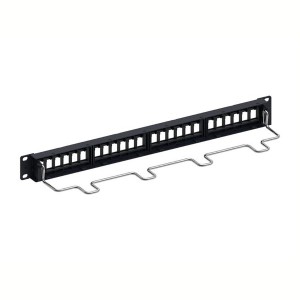 Patch Panel Unloaded Unshielded 24Port Flat KL Rear Cable Management CPP-UDDM-KJ-1U-24 Black (H)1U x (W)19"