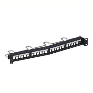 Patch Panel Unloaded Shielded 24Port Recessed Angled SL Jacks Rear Cable Management CPPR-SDDM-SL-1U-24 Black (H)1U x (W)19"