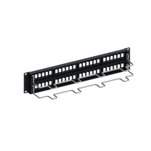 Patch Panel Unloaded Unshielded 48Port Flat SL Jacks Rear Cable Management CPP-UDDM-SL-2U-48 Black (H)2U x (W)19"