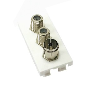 TV & Satellite Euro Module Quick Connect Coupler 1x Coax, 2x F-Type White (H)50mm x (W)25mm   
