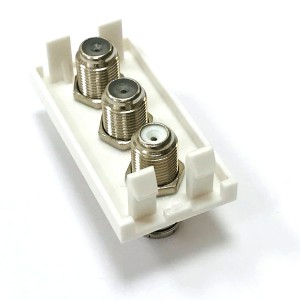 TV & Satellite Euro Module Quick Connect Coupler 1x Coax, 2x F-Type White (H)50mm x (W)25mm