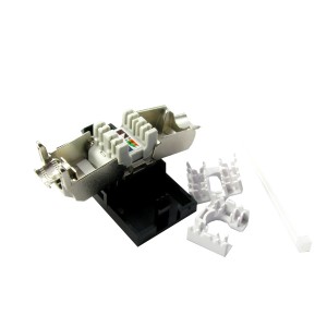 Assembled Euro Module Cat6A 1 Port Unshuttered Shielded Toolless Black (H)50mm x (W)25mm