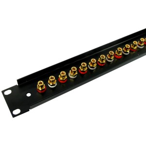 19" Assembled Rack Panel  Screw Terminal 1U Rack Metal 24x 4mm Banana Socket Gold Plated Black NX-RP-1022STR
