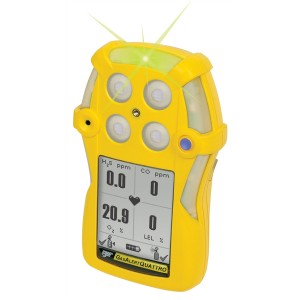 Gas Detector GasAlert Quattro c/w Confidence Beep 15 Sec LEL(F), O2, H2S, CO Yellow