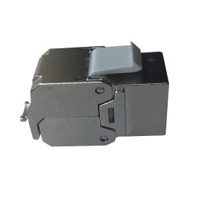 Keystone Jack Cat6A Toolless 180 Deg HD Shielded White Shutter Silver