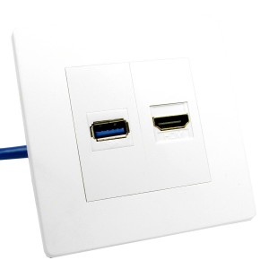 HDMI & USB Faceplate Fly Lead Single Gang (Screwless) Plastic 1x 4K 60Hz 4:4:4, 1x USB 3.0 White NX-WPSL-054  