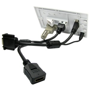 Projector Faceplate Double Gang Plastic 1x VGA, 1x HDMI, 1x 3.5mm, 1x USB-B White NX-WP-071USBXB 4K 60Hz 4:4:4