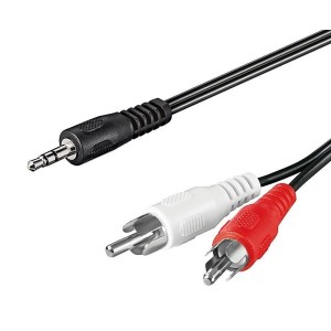 Jack to Phono Audio Lead 3.5mm to 2x RCA Nickel Plated Black (L)10Mtr   