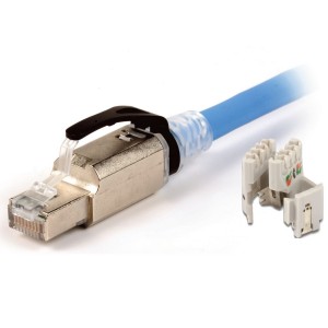 Z-PLUG Field Termination RJ45 Plug 8P8C Cat6A Shielded Round 22-26AWG Stranded or Solid With Black Latch Protector Clip  
