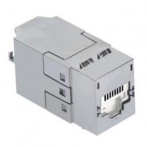 PowerCat 6A DataGate Jack Cat6A Rear Entry Shielded White Shutter Silver
