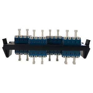 RIC Fibre Adaptor Plate 16 Fibre 4x LC Quad SM Black Blue Adaptors