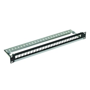DataGate Patch Panel Unloaded Shielded/Unshielded 24Port Rear Cable Management Black (H)1U x (W)19"