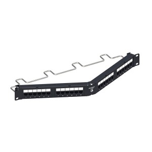 Angled Patch Panel Cat6A Unshielded 24Port Rear Punch Rear Cable Management 760237034 Black (H)1U x (W)19"  