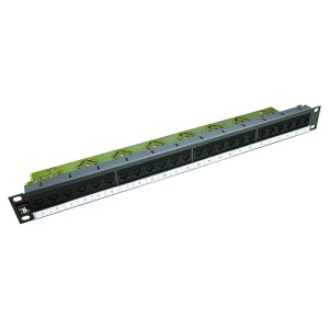 PowerCat 6 Patch Panel Cat6 Unshielded 24Port Rear Punch DataGate Rear Cable Management Grey (H)1U x (W)19"