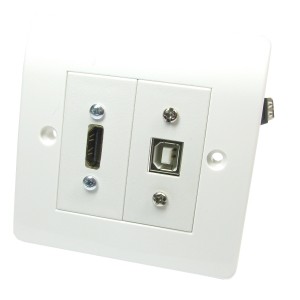 Projector Faceplate 4K UHD Fly Lead Single Gang Plastic 1x HDMI, 1x USB-B White NX-WP-054Q