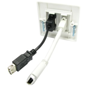 Projector Faceplate 4K UHD Fly Lead Single Gang Plastic 1x HDMI, 1x USB-B White NX-WP-054Q